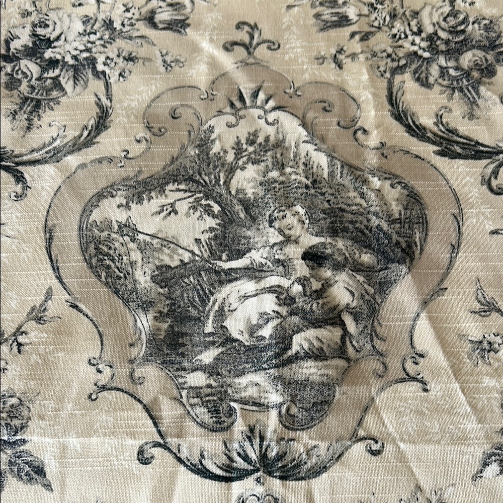 Elegant Black and Cream Toile Fabric